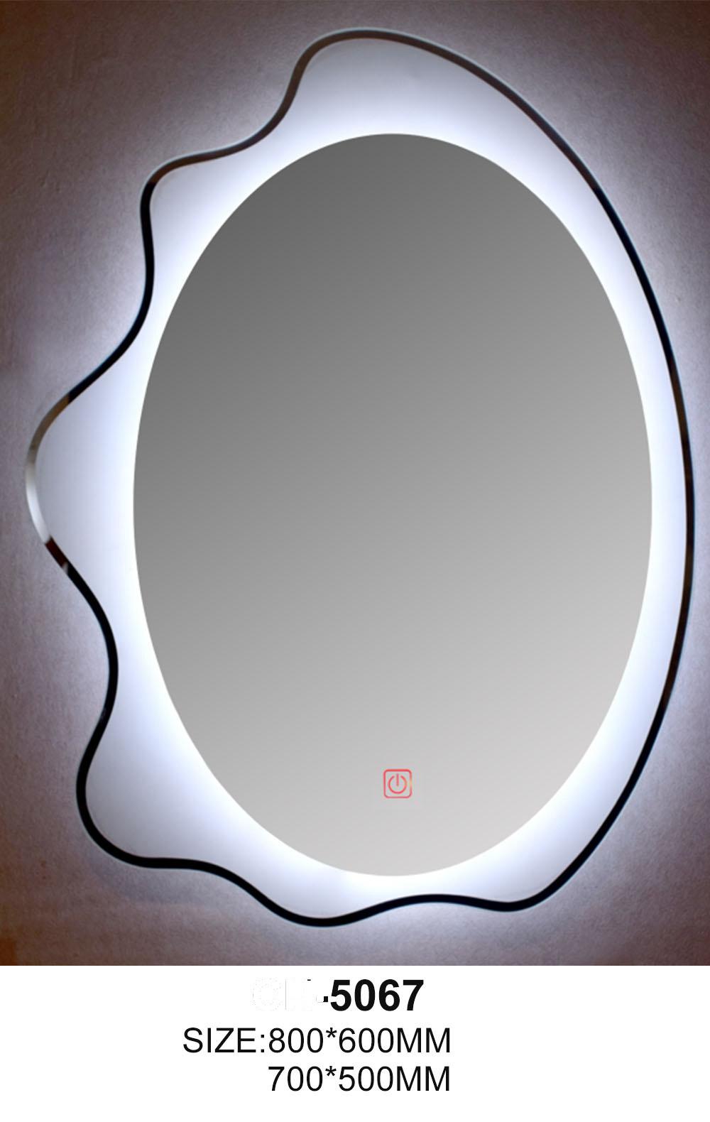 Irregular LED Backlit Smart Home Glass Bathroom Furniture Mirrors