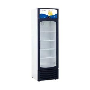 303L Curved Single Glass Door Vertical Display Freezer Static Cooling Upright Showcase for Supermarket