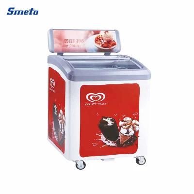 Smeta 165L Mini Chest Freezer Commercial Glass Top Ice Cream Showcase