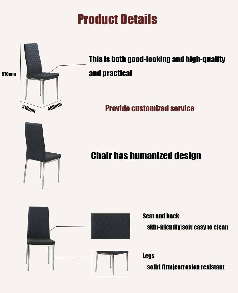 Wholesale Modern Home Banquet Furniture PU Leather Diamond Lattice Electroplating Steel Dining Chair