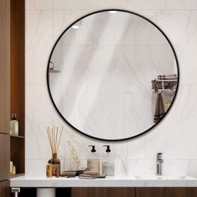 Framed Fitting Mirror Round 4mm Silver HD Mirror with Frame for Bathroom Living Room
