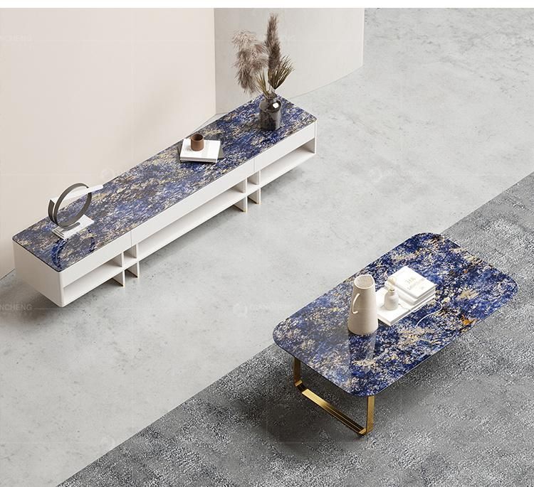 Modren Home Decor Golden Stainless Steel Base Marble Coffee Table