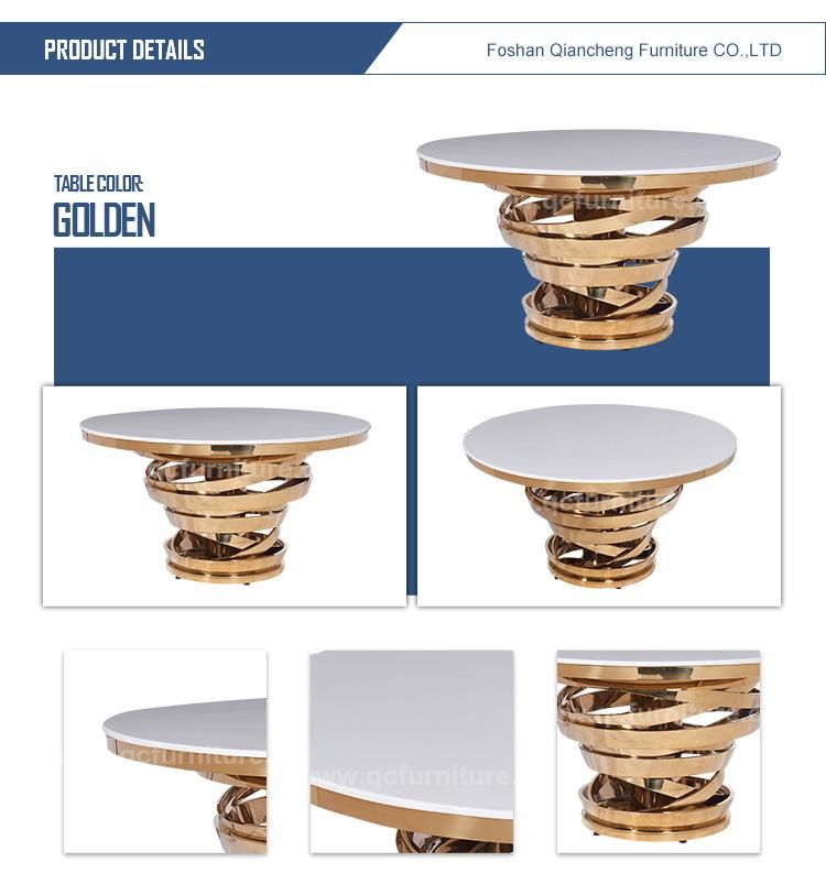 Royal Dining Room Furniture Dining Table with Golden Stainless Steel