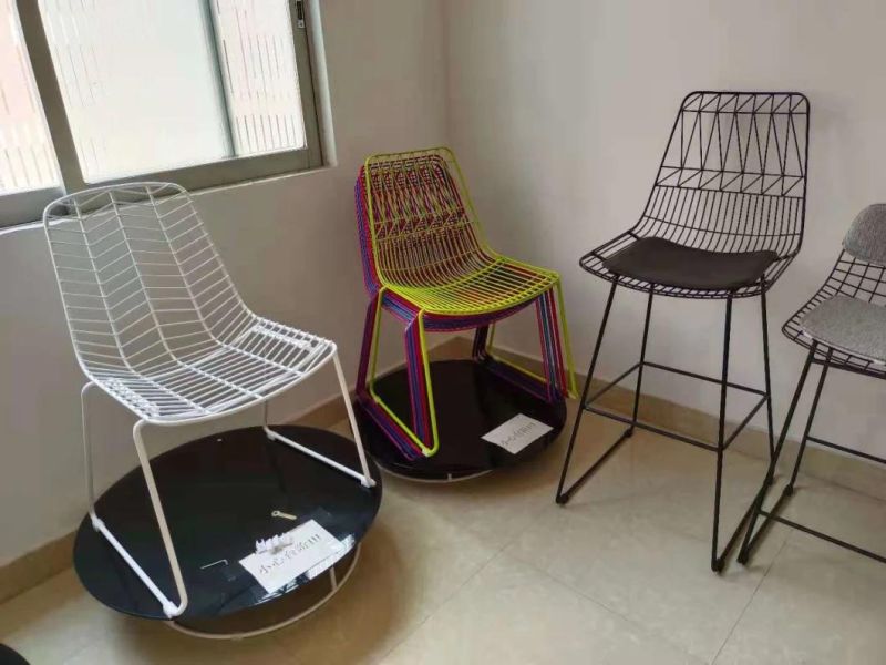 New Design Outdoor Anti UV Painting Wire High Stool Chair