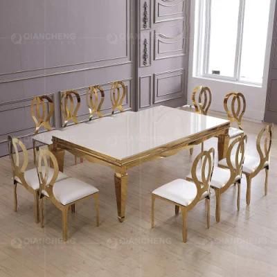 Luxury Mirror Gold Event Banquet Wedding Chairs and Table Set