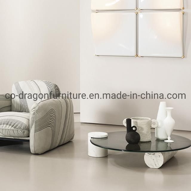 2021 New Design Furniture Marble Coffee Table with Glass Top