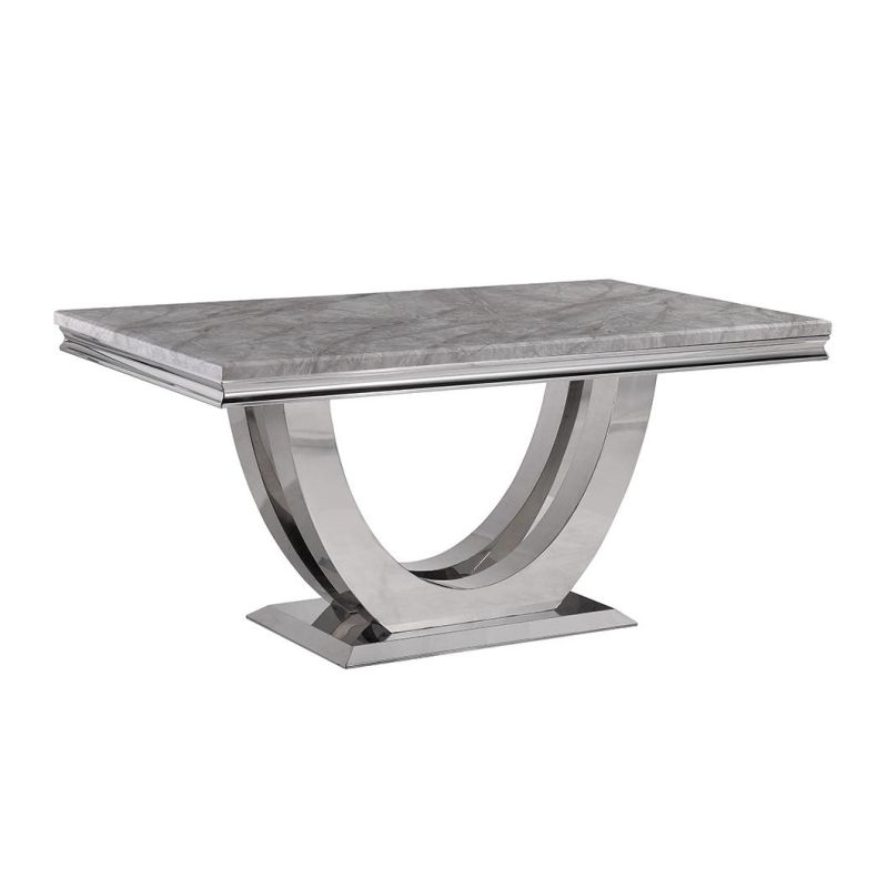 Contemporary Luxury Living Room Stainless Steel Glass Coffee Table with Marble Top