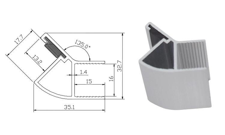 Custom RV Caravan Motorhome Accessories Wrap Angle Wall Cabinet Corner Slot Width 15mm Surface Oxidation RV Furniture Profile