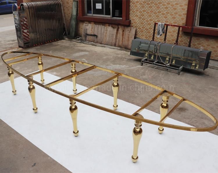 Hot Sale High End Oval Shaped Golden Table Wedding Furniture