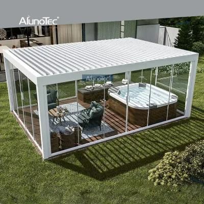 Motorized Outdoor Louvered Roof Metal Garden Waterproof Awnings Aluminum Canopy Pergola Gazebo
