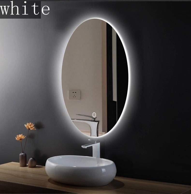 Irregular Silver Wall Decorative LED Laminated Smart Bathroom Vanity Mirror