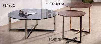 Modern Design Simple Coffee Tea Table with Stainless Steel Frame Tempered Glass Top