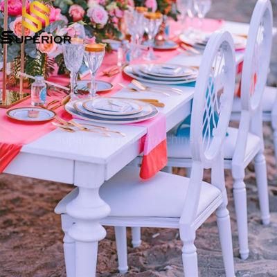 Modern Hotel Restaurant White Metal MDF Top Dining Table Set