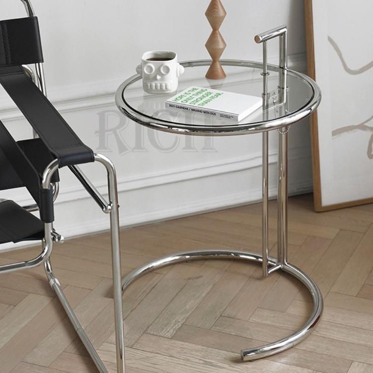 Red Metal Frame Tempered Glass Side Table Coffee Table for Hotel