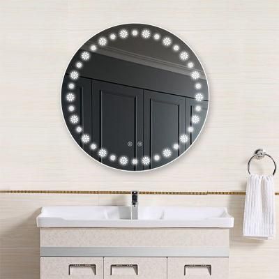 Home Furniture Round Bath Wall Silver Mirror with LED