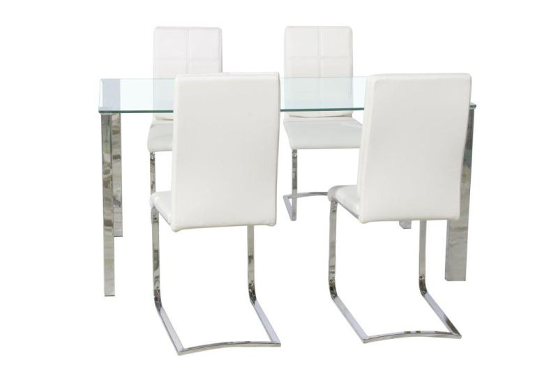 Wholesale Cheap Dining Furniture Restaurant Modern 4 Chairs Room Glass Dining Table Set