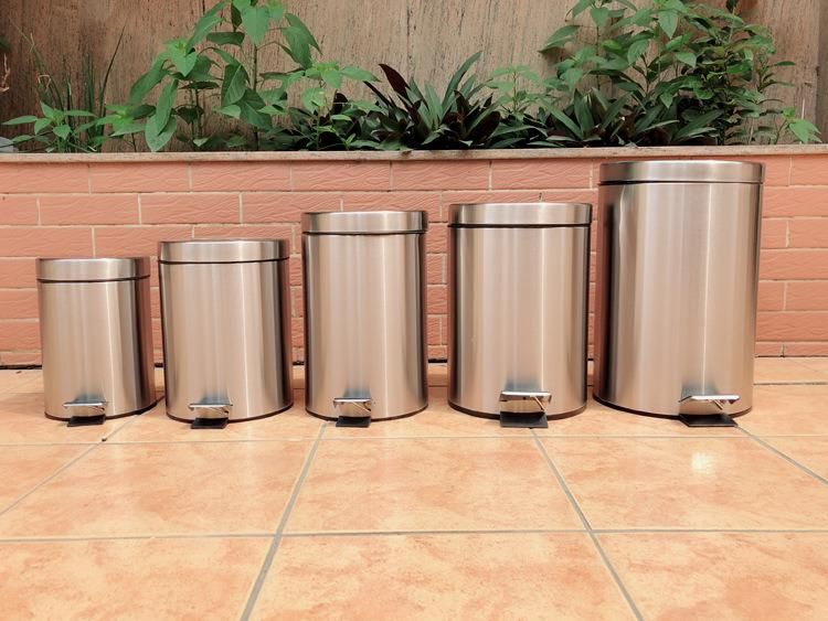 Stainless Steel Pedal Wastebin Dustbin Trash Indoor Room Recycle Gold Color 5L 8L 12L