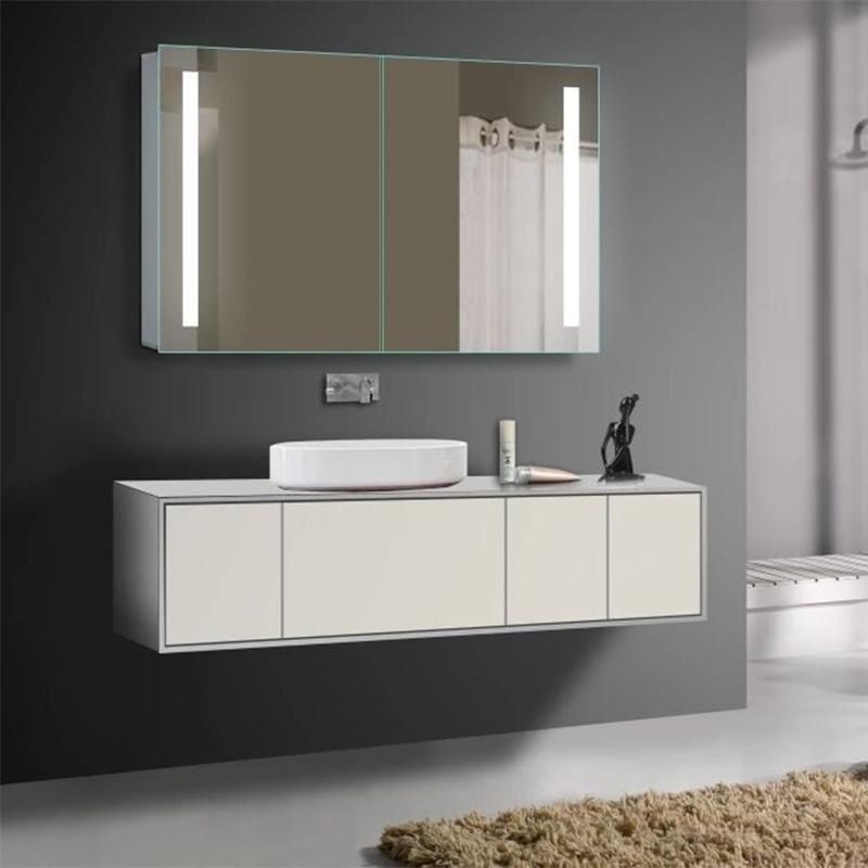Hight Quality 66 Inch MDF Floor Mount Cupboard Bathroom Wash Basin Cabinets Mirror Bathroom Cabinet Set