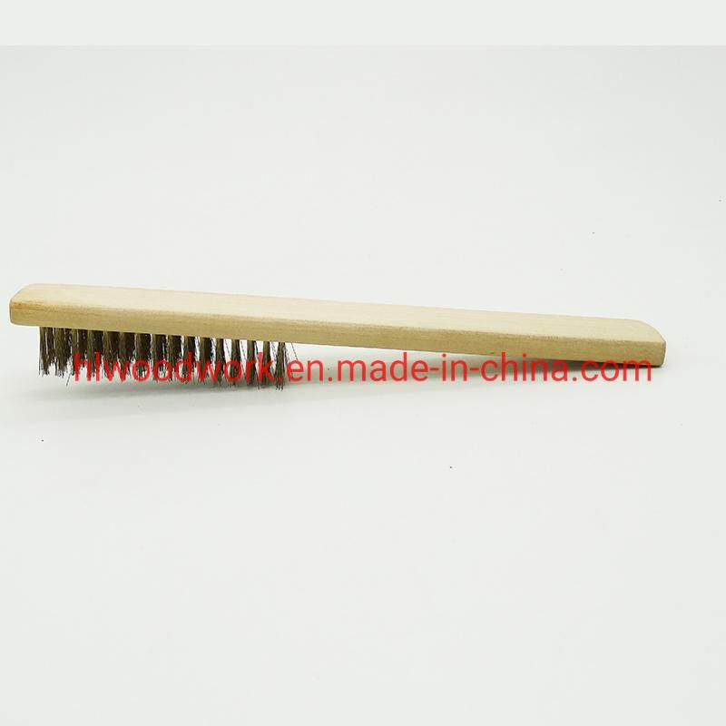 Brass Brush, Soft Brass Bristle Wire Brush, Wire Scratch Brush with Birchwood Handle