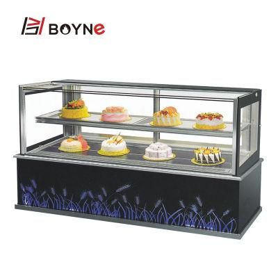 Two Layer Marble Base Right Angle Commercial Bakery Cake Showcase