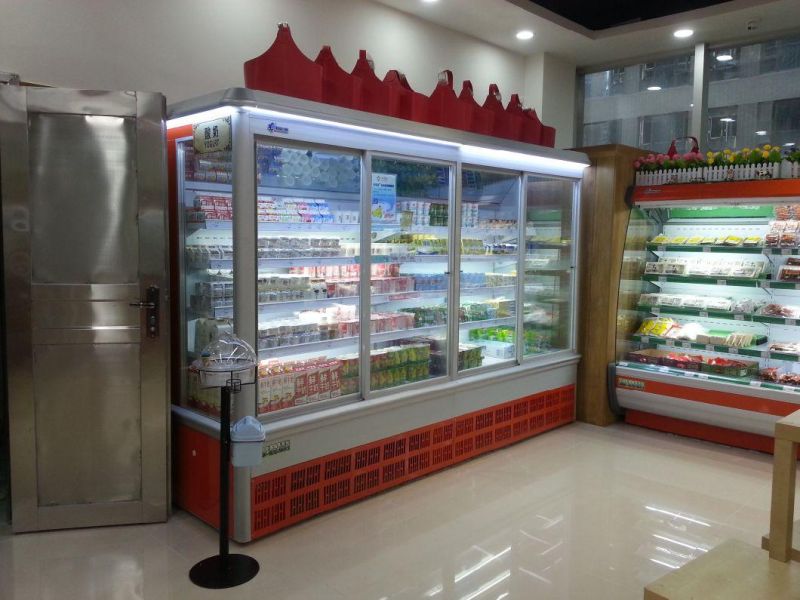 Commercial Two Glass Door Vertical Freezer for Supermarket Showcase