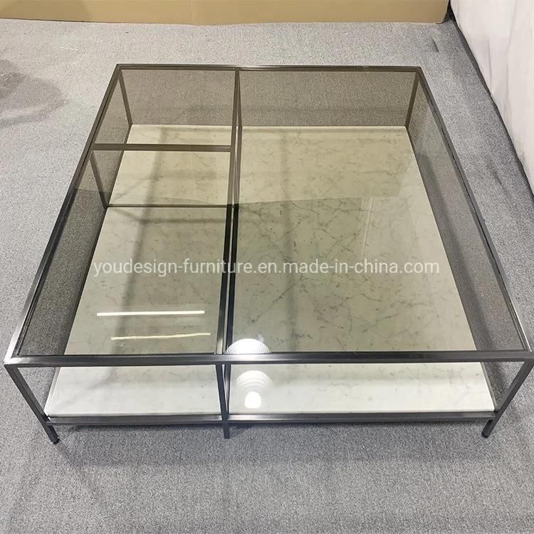 Modern Black Stainless Steel Frame Glass Living Room Center Coffee Table Outdoor Garden Coffee Tables Hotel Furniture