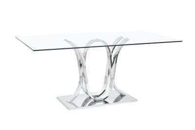 Home Furniture Factory Price Glass Table Top Dining Tables Set Metal Dining Tables for Sale