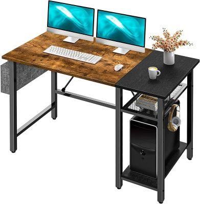Wooden Sit-Stand Height Adjustable Computer Laptop Study Desk with Charging Ports and Drawer for Office and Home