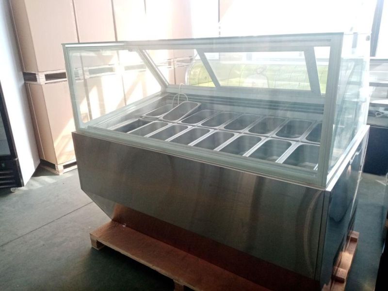 Commercial Glass Door High Quality Compressor Display Chest Freezer Ice Cream Showcase