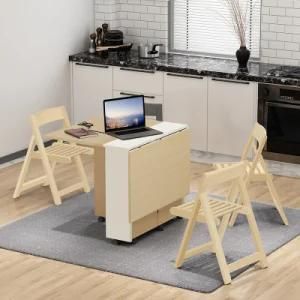 New Design Modern Simple Small Family Storage Cabinet MDF Movable Table with Wheels Folding Dining Table