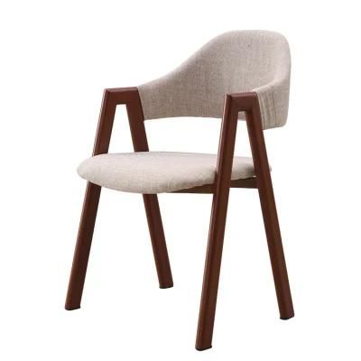 High End Modern Restaurant Chair Dining Room Furniture Round Wooden Dining Chair with Soft Leather Cushion
