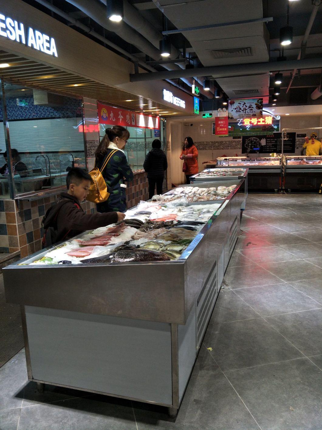 Green&Health Commercial Top Ice Refrigerated Fish Display Counter for Seafood