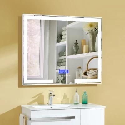 Anti-Fog Function Home Decor Wall Mirror Bathroom LED Blue Tooth Framed Fitting Mirror
