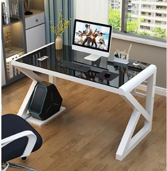 Computer Desk Desktop Desk Bookshelf One Table Rental Simple Tempered Glass Bedroom Gaming Table