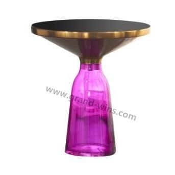 Modern Home Furniture Glass Colorful Round Tea Table Cafe Table