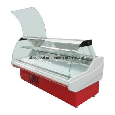 Front Lifting Glass Meat Showcase with Back Storage