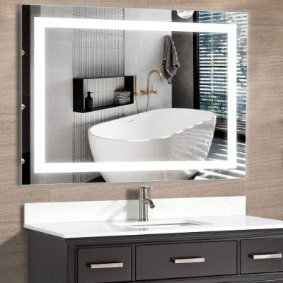 Hotel LED Wall Mirrors Frameless Bath Mirrors Bathroom Lighted Glass Mirror with Waterproof IP44 Rating