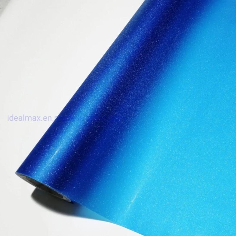 Deep Blue Glitter PVC Decorative Window Film for Building