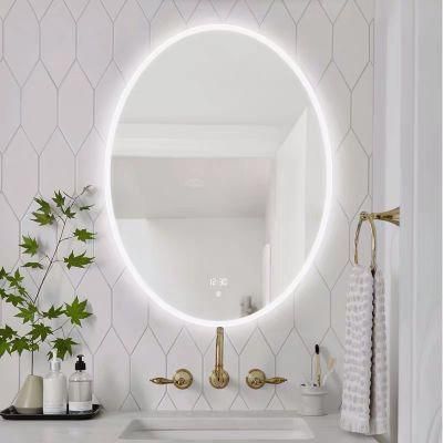 Hotel Bathroom Wall Backlit Smart Toilet Mirror with Time Display