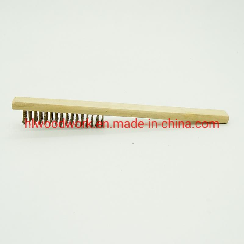 Brass Brush, Soft Brass Bristle Wire Brush, Wire Scratch Brush with Birchwood Handle Wire Brush