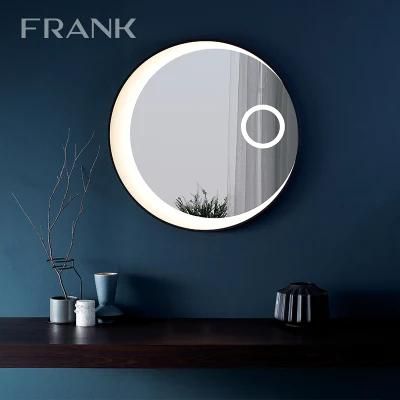 Round Moon Shaped LED Light Bathroom Mirror with Framed