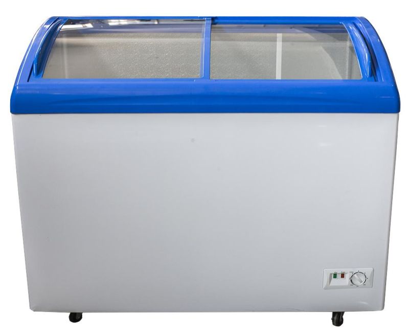 Supermarket Commercial Curved Glass Door Popsicle Display Chest Fridge Showcase Ice Cream Freezer