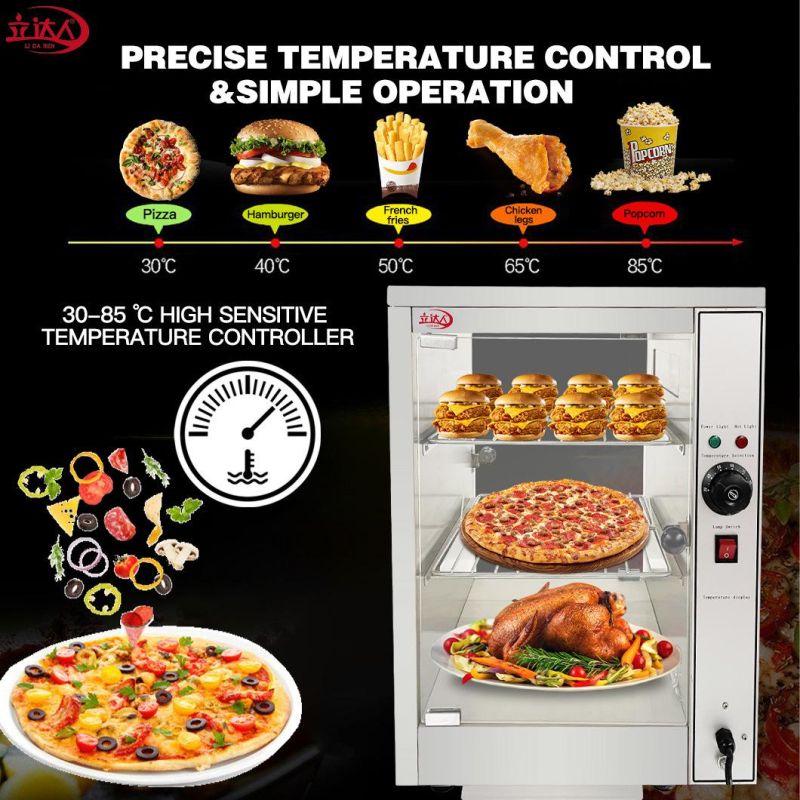 Lida Kitchen Appliance Hot Countertop Showcase Glass Heating Food Display Warming Showcase Bakery Showcase Cabinet Kitchen Cabinets