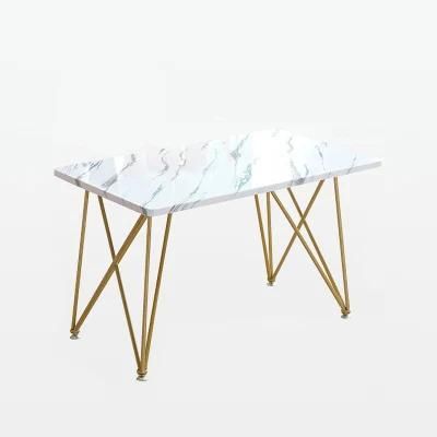 Luxury Design Marble Top Dining Table Set 8 Seaters with Metal Legs