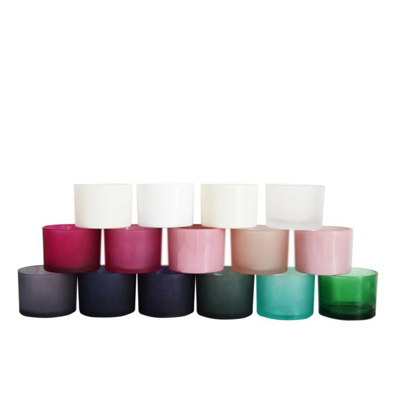 Wholesale Empty Candle Holders in Bulk Container Frosted Glass Candle Jars with Wooden Lid