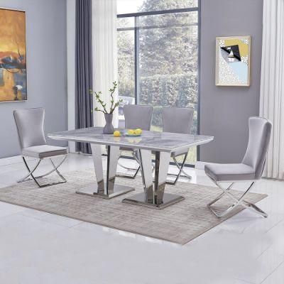 Elegant Designs 8 Seater Solid Grey Artificial Marble Dining Tables
