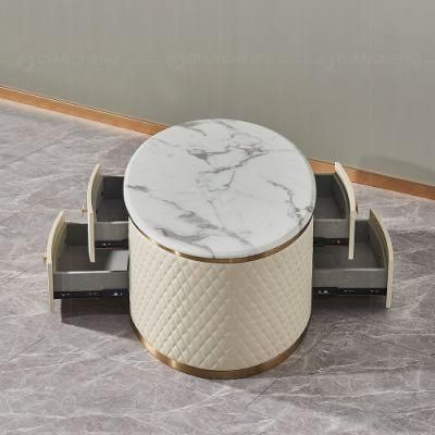 Modern Customized Home Funriture Golden Stainless Steel Marble Coffee Table