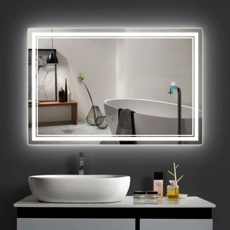 LED Bathroom Mirror Simple Lighted Illuminated Wall Mounted Mirror Dimming Vanity LED Mirror