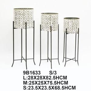 Metal White Iron Flower Stand Home Decoration Furniture