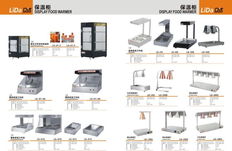 Restaurant Curved Glass Food Warming Display Showcase for Hot Food Cabinet with Temperature Control